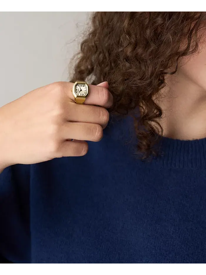 Женские часы Harlow Watch Ring с двумя стрелками золотистого цвета из нержавеющей стали, 16 мм — изображение 8 из 8