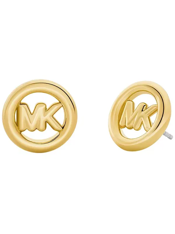 Маленькие серьги-гвоздики с логотипом Michael Kors — изображение 1 из 3, оттенок золото