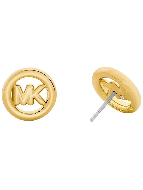Маленькие серьги-гвоздики с логотипом Michael Kors — изображение 2 из 3, оттенок золото