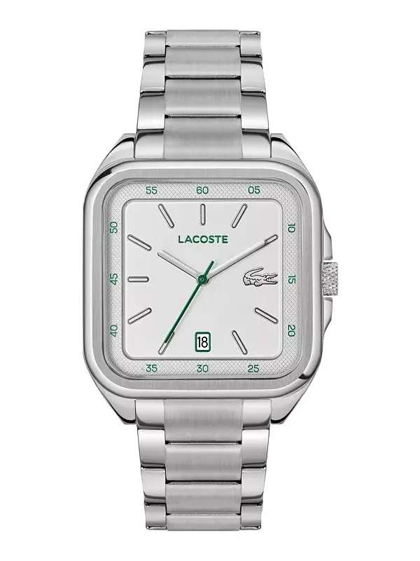Мужские часы с серебристым браслетом из нержавеющей стали, 39 мм Lacoste — изображение 1 из 4, оттенок серебряный