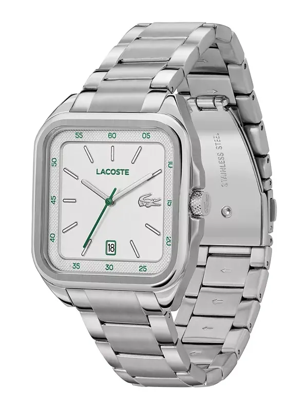 Мужские часы с серебристым браслетом из нержавеющей стали, 39 мм Lacoste — изображение 2 из 4, оттенок серебряный