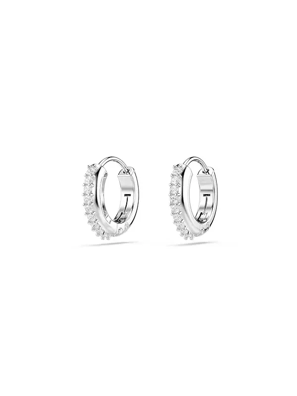 Серьги-Кольца круглой огранки с белым родиевым покрытием Swarovski — изображение 4 из 4, оттенок серебряный