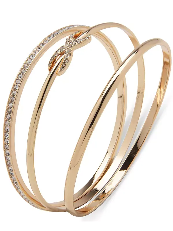 Набор из 3 золотых браслетов с паве в виде бесконечности Anne Klein — изображение 1 из 1, оттенок белый