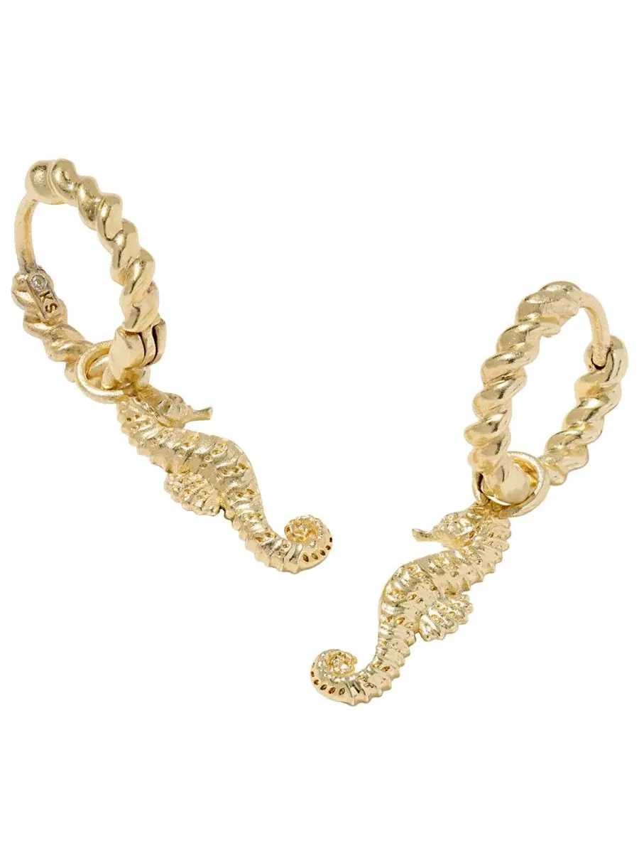 Серьги-конго с подвеской-морским коньком Seahorse Kendra Scott — изображение 1 из 6, оттенок золото