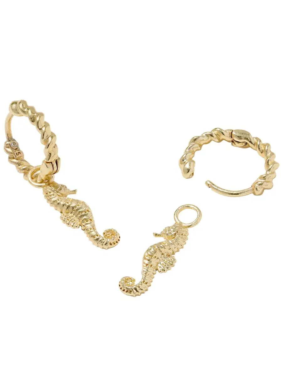 Серьги-конго с подвеской-морским коньком Seahorse Kendra Scott — изображение 2 из 6, оттенок золото