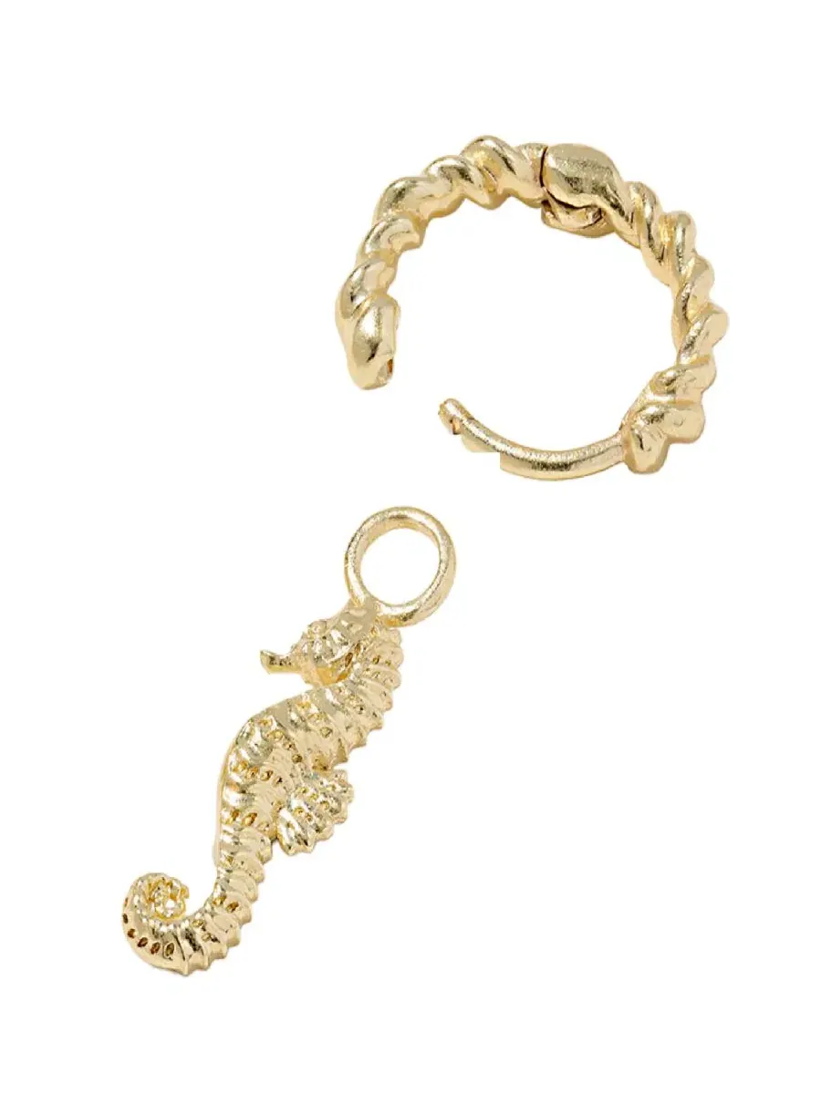 Серьги-конго с подвеской-морским коньком Seahorse Kendra Scott — изображение 3 из 6, оттенок золото