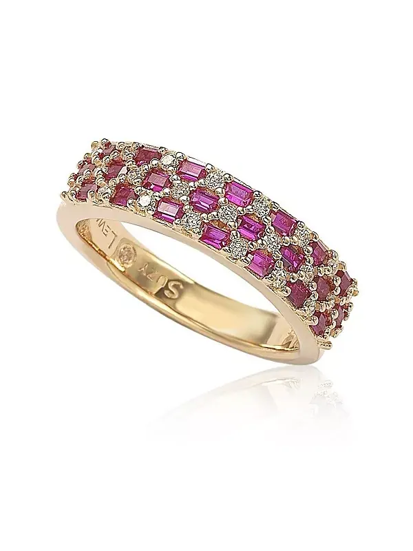 Кольцо Suzy Levian Rose из стерлингового серебра с красными и белыми кубическими цирконами Suzy — изображение 1 из 3