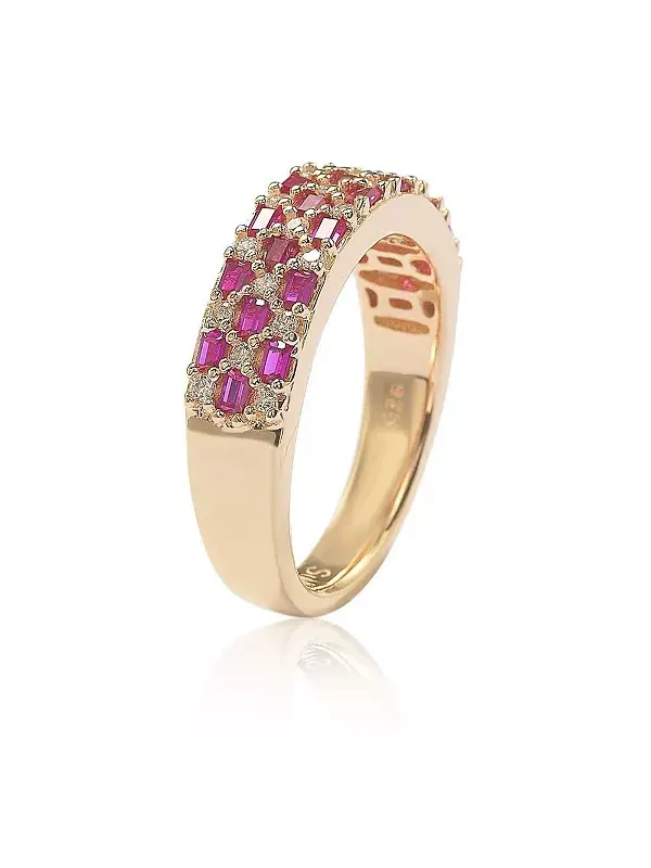 Кольцо Suzy Levian Rose из стерлингового серебра с красными и белыми кубическими цирконами Suzy — изображение 2 из 3