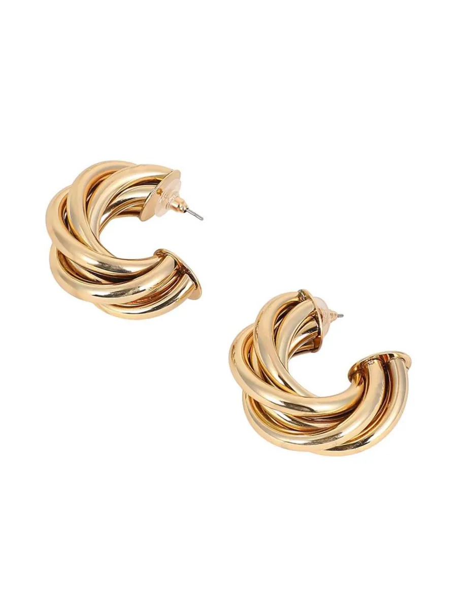 Женские серьги-полукольца Chunky-Twist - Калифорнийское золото SOHI — изображение 1 из 6