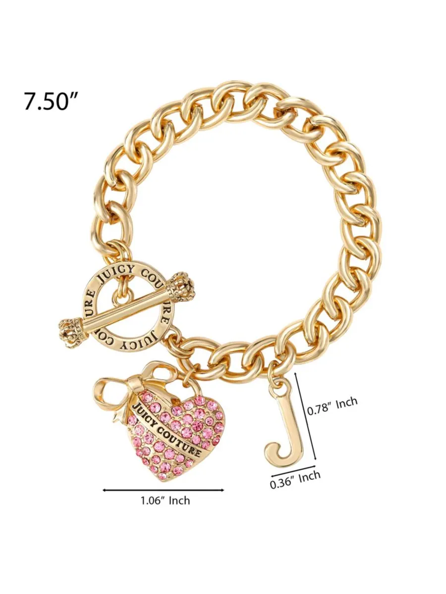 Браслет Juicy Couture с сердечками и карабином — изображение 5 из 7, оттенок золотистый/розовый