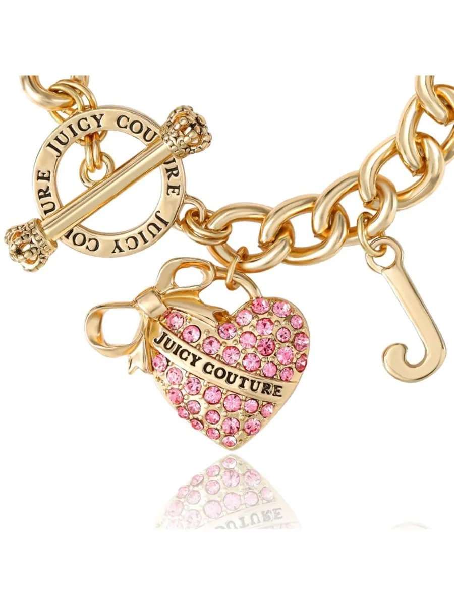 Браслет Juicy Couture с сердечками и карабином — изображение 6 из 7, оттенок золотистый/розовый