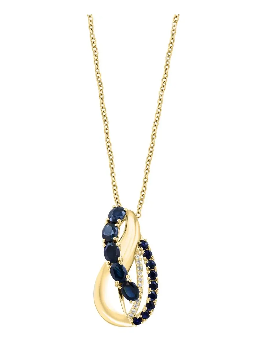 Подвеска с сапфиром и бриллиантом, 14K желтое золото EFFY Collection — изображение 1 из 4, оттенок желтый золотистый