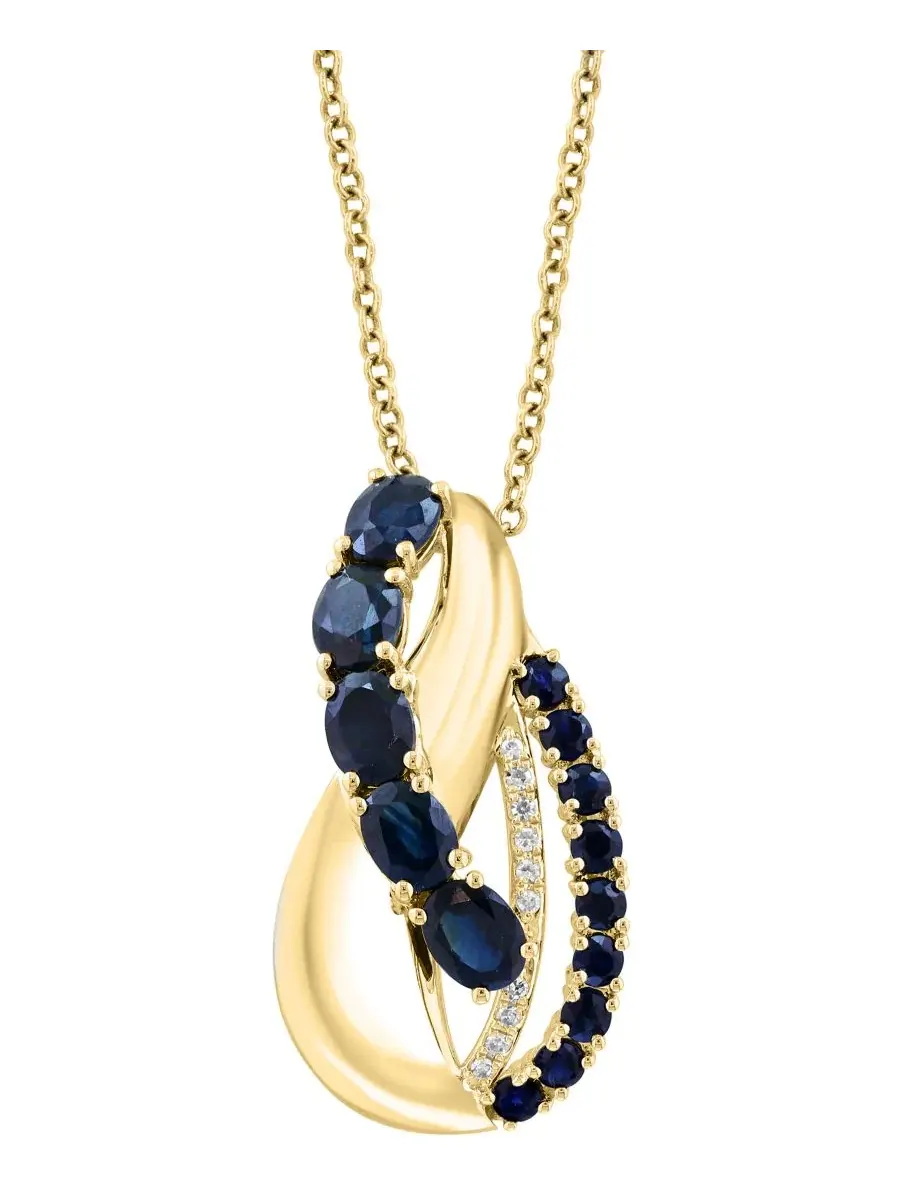 Подвеска с сапфиром и бриллиантом, 14K желтое золото EFFY Collection — изображение 3 из 4, оттенок желтый золотистый