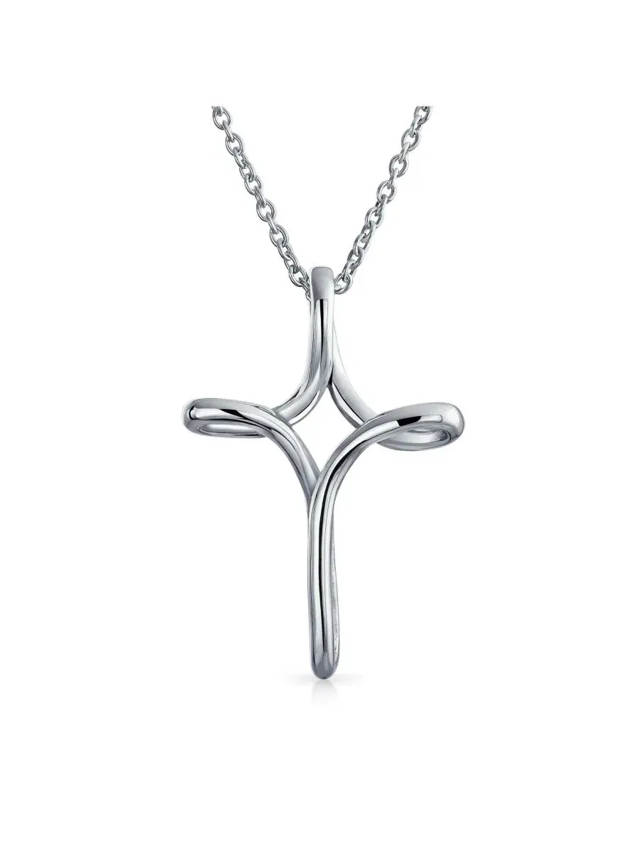 Кулон с цепочкой "Religious Thin Simple Plain Ribbon Twist Open Infinity Cross" Bling Jewelry — изображение 1 из 3