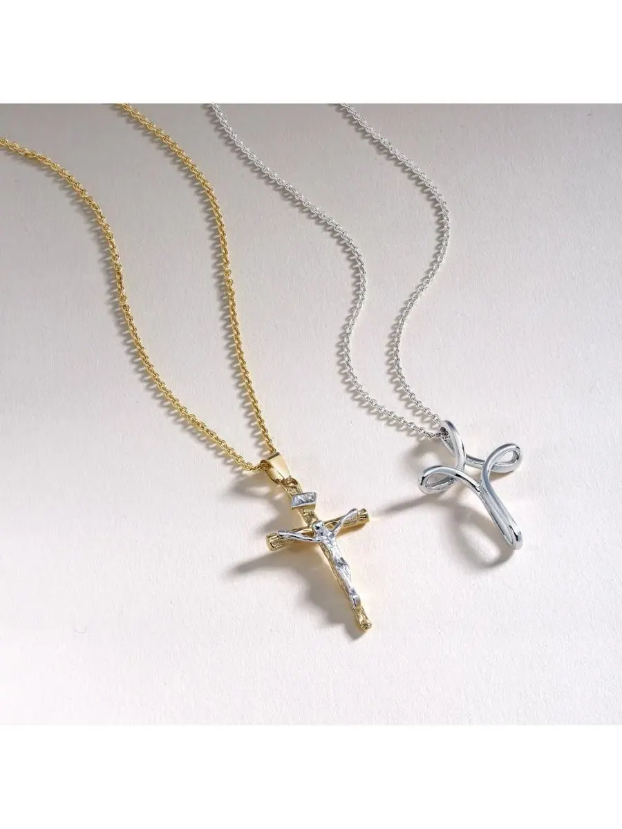 Кулон с цепочкой "Religious Thin Simple Plain Ribbon Twist Open Infinity Cross" Bling Jewelry — изображение 3 из 3