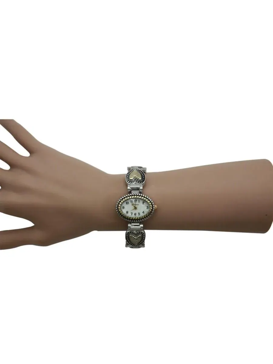 Женские часы-браслет с сердцем Two Tone Heart Details Bangle Olivia Pratt — изображение 3 из 3, оттенок мульти