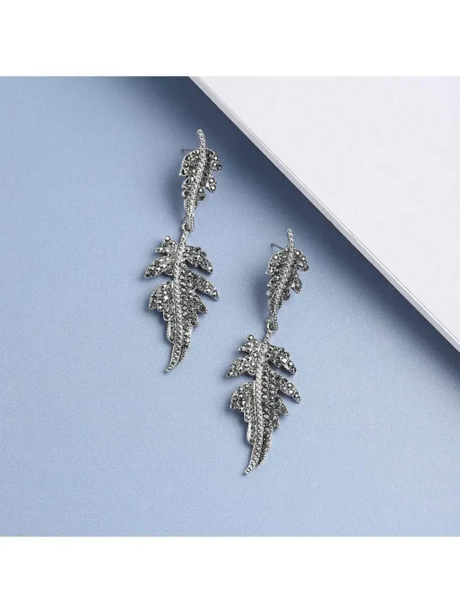 Серьги-подвески Foliage Drop SOHI — изображение 3 из 3, оттенок серебряный