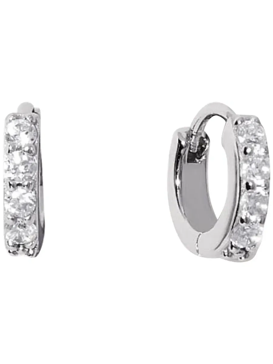 Серебряные серьги-кольца Suzanne Silver Huggie Hoop Earrings Ana Luisa — изображение 1 из 3, оттенок серебряный