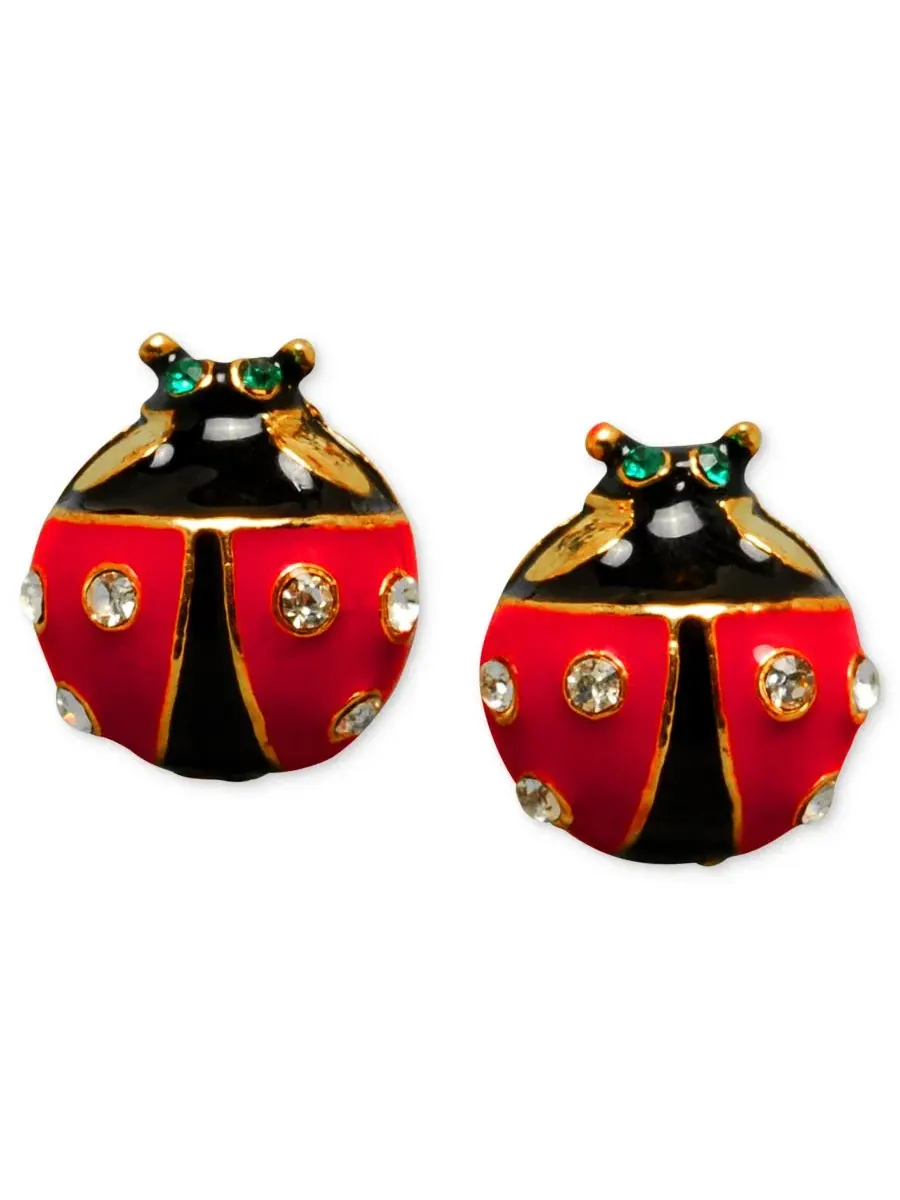 Серьги-пусеты с божьей коровкой, с кристаллами Betsey Johnson — изображение 1 из 2, оттенок мульти