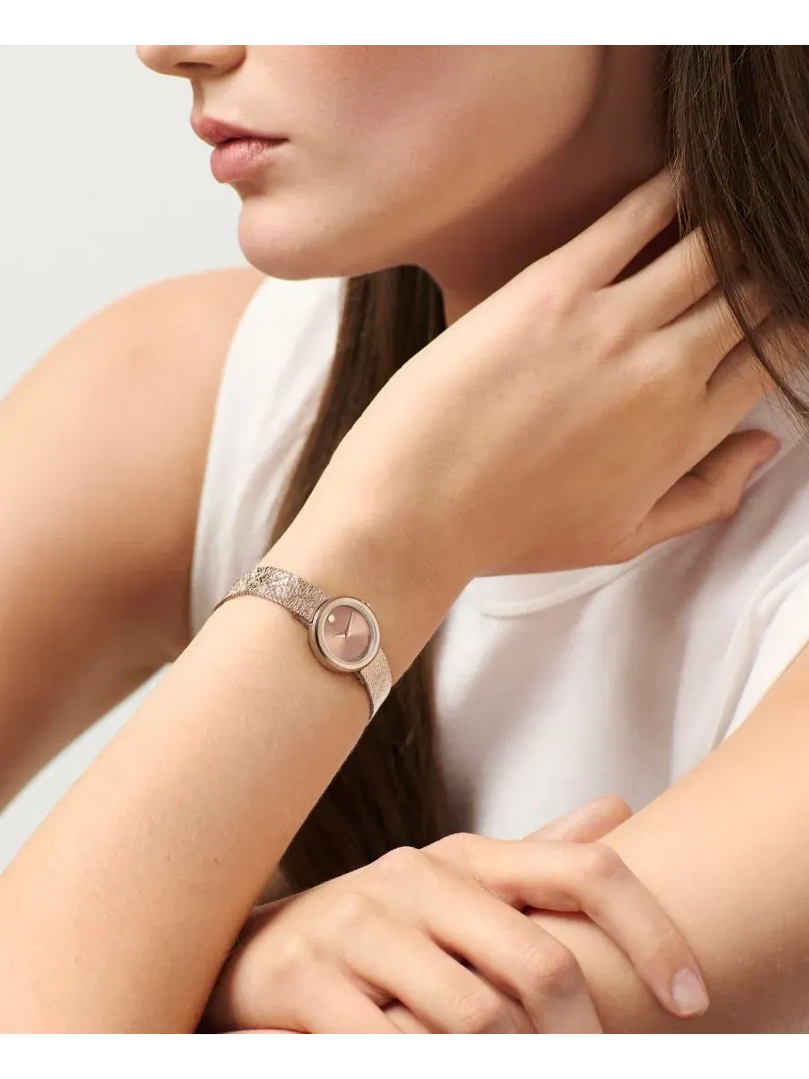 Женские часы Museum Velura Mini Swiss Quartz Mid Rose PVD, 21 мм Movado — изображение 4 из 4, оттенок золотистый