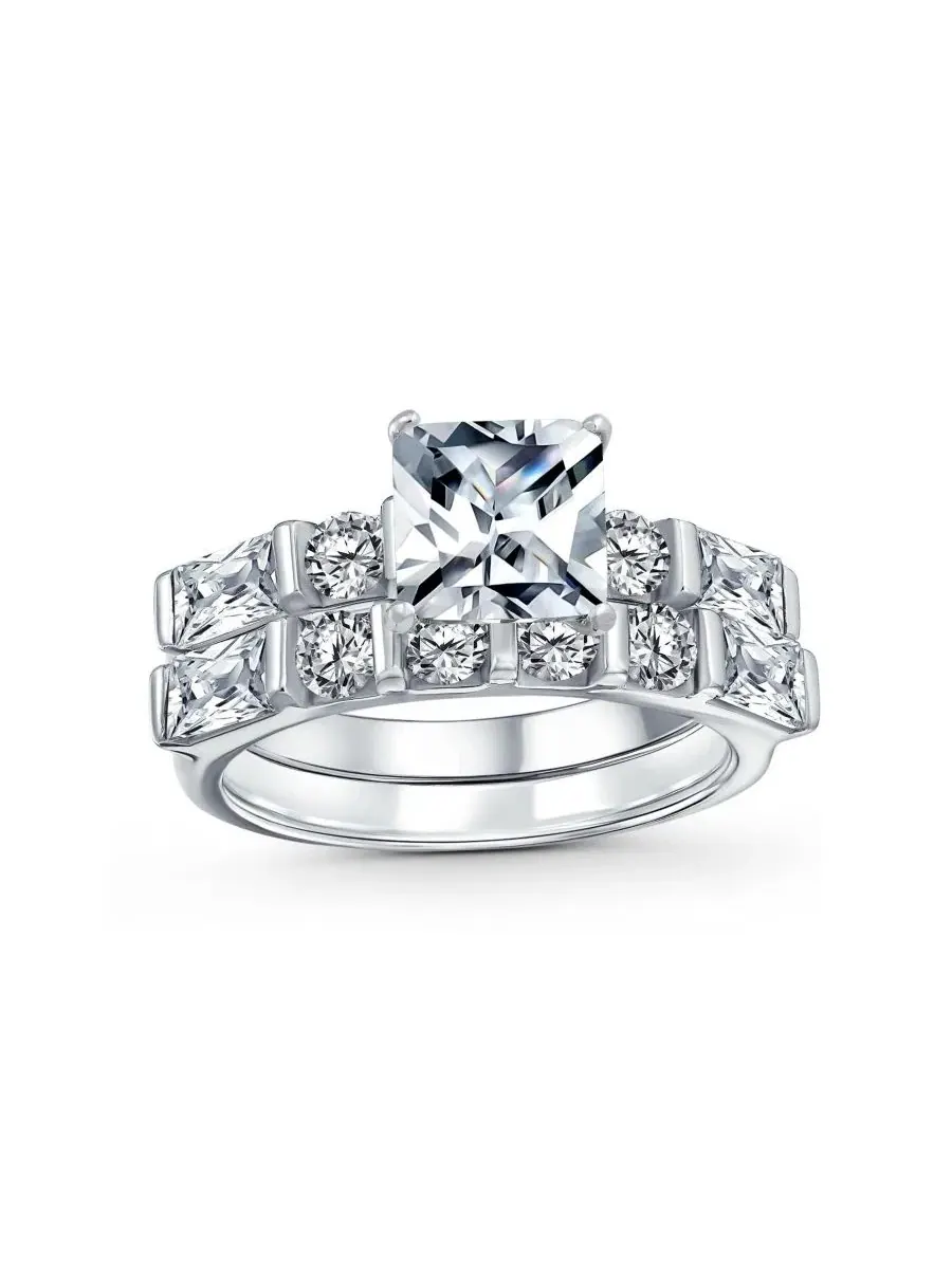 Кольцо с кубическим цирконием 2CT, модель 2CT Cut CZ Cubic Zirconia Solitaire Engagement Ring Set — изображение 1 из 4