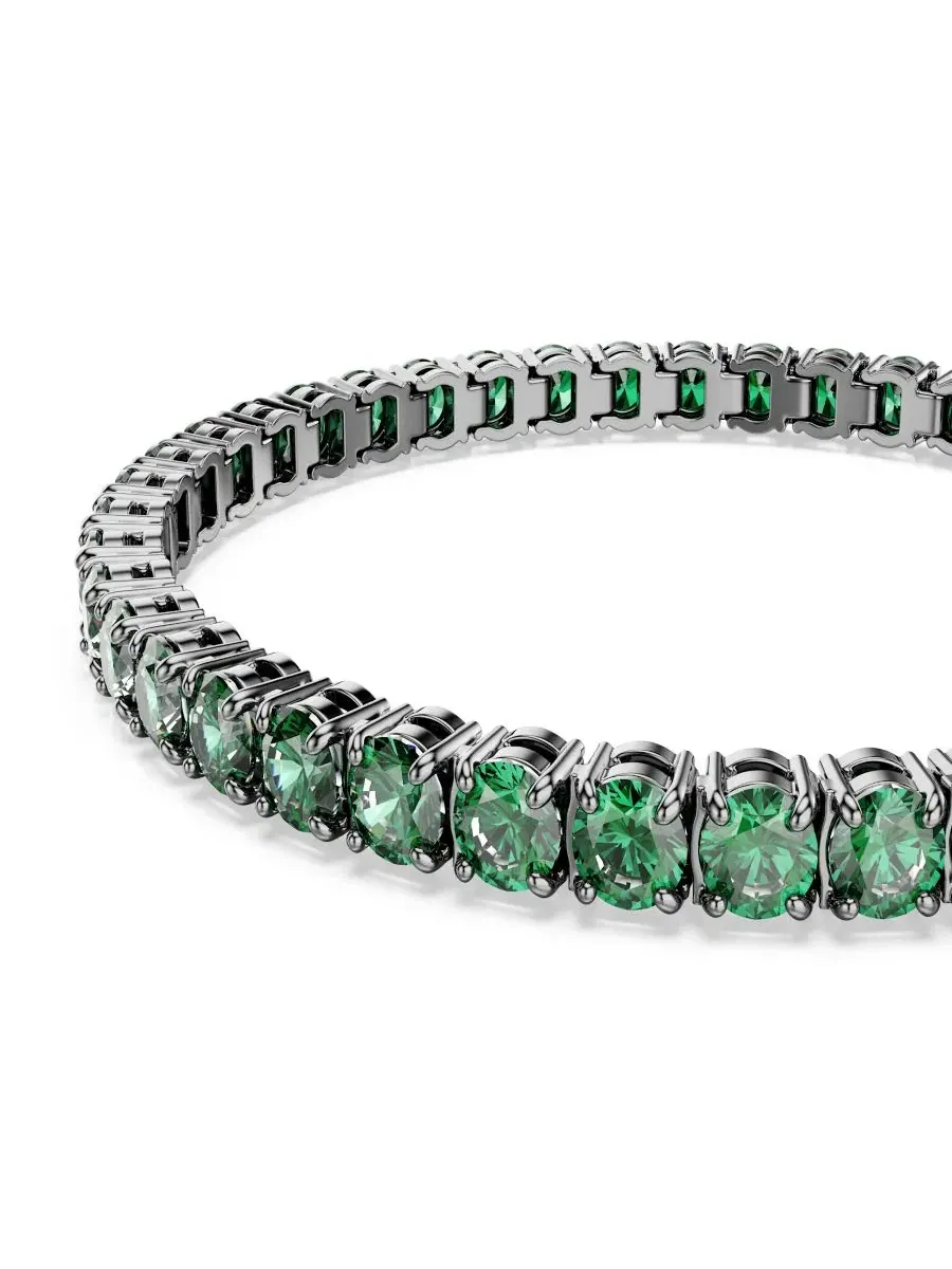 Браслет-теннис Matrix с зелеными кристаллами, родиевое покрытие Swarovski — изображение 2 из 8, оттенок зеленый