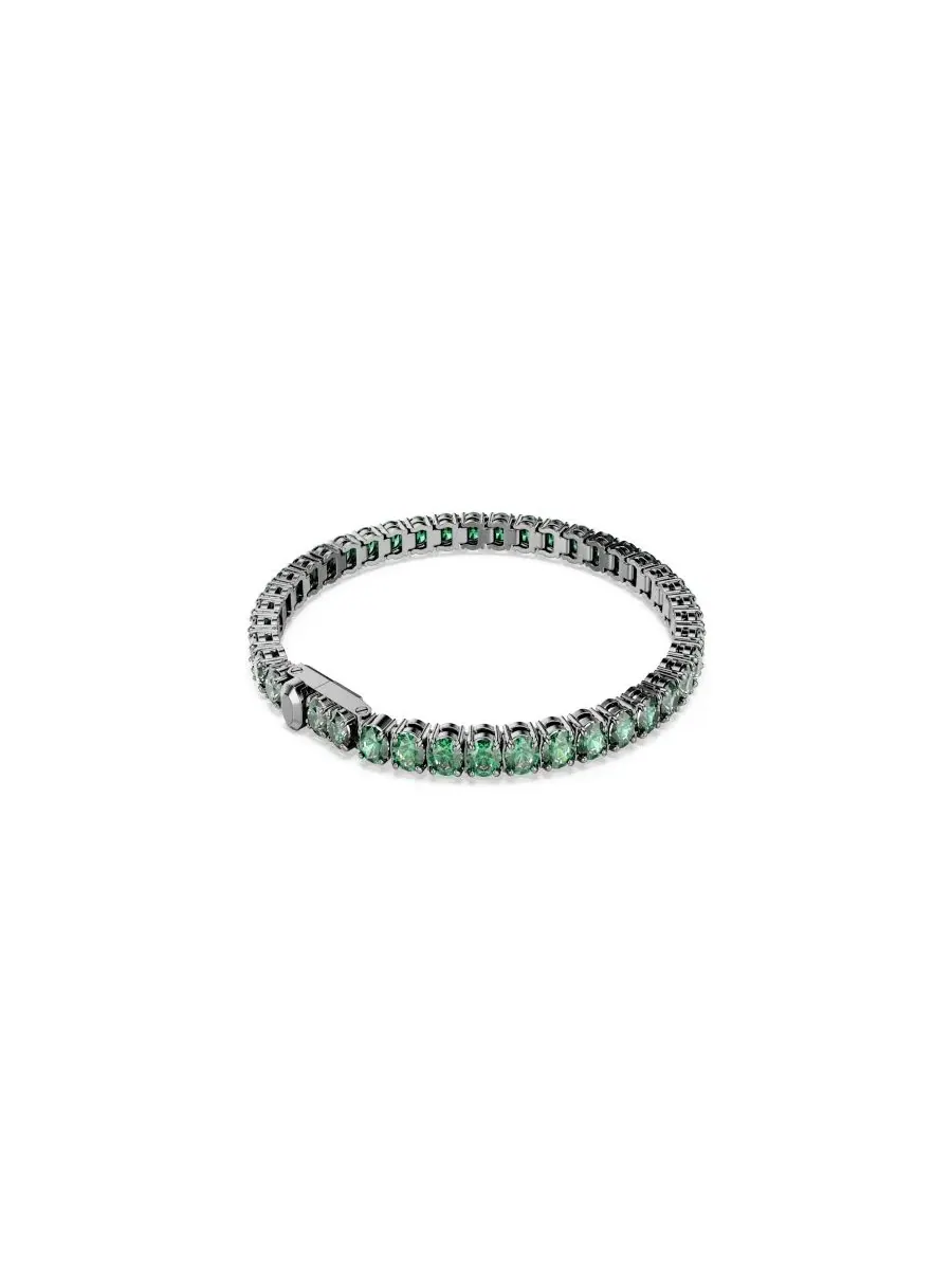 Браслет-теннис Matrix с зелеными кристаллами, родиевое покрытие Swarovski — изображение 3 из 8, оттенок зеленый