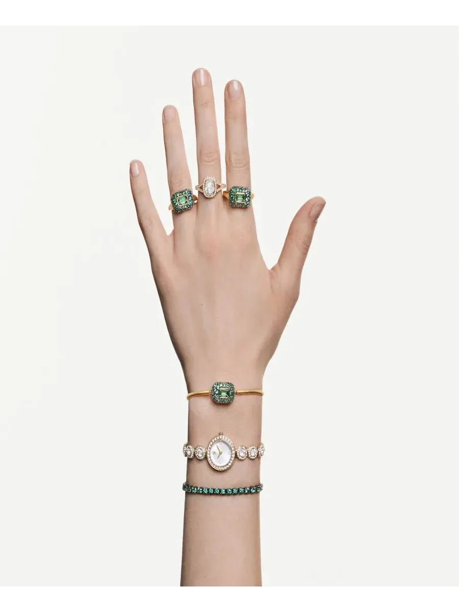 Браслет-теннис Matrix с зелеными кристаллами, родиевое покрытие Swarovski — изображение 6 из 8, оттенок зеленый