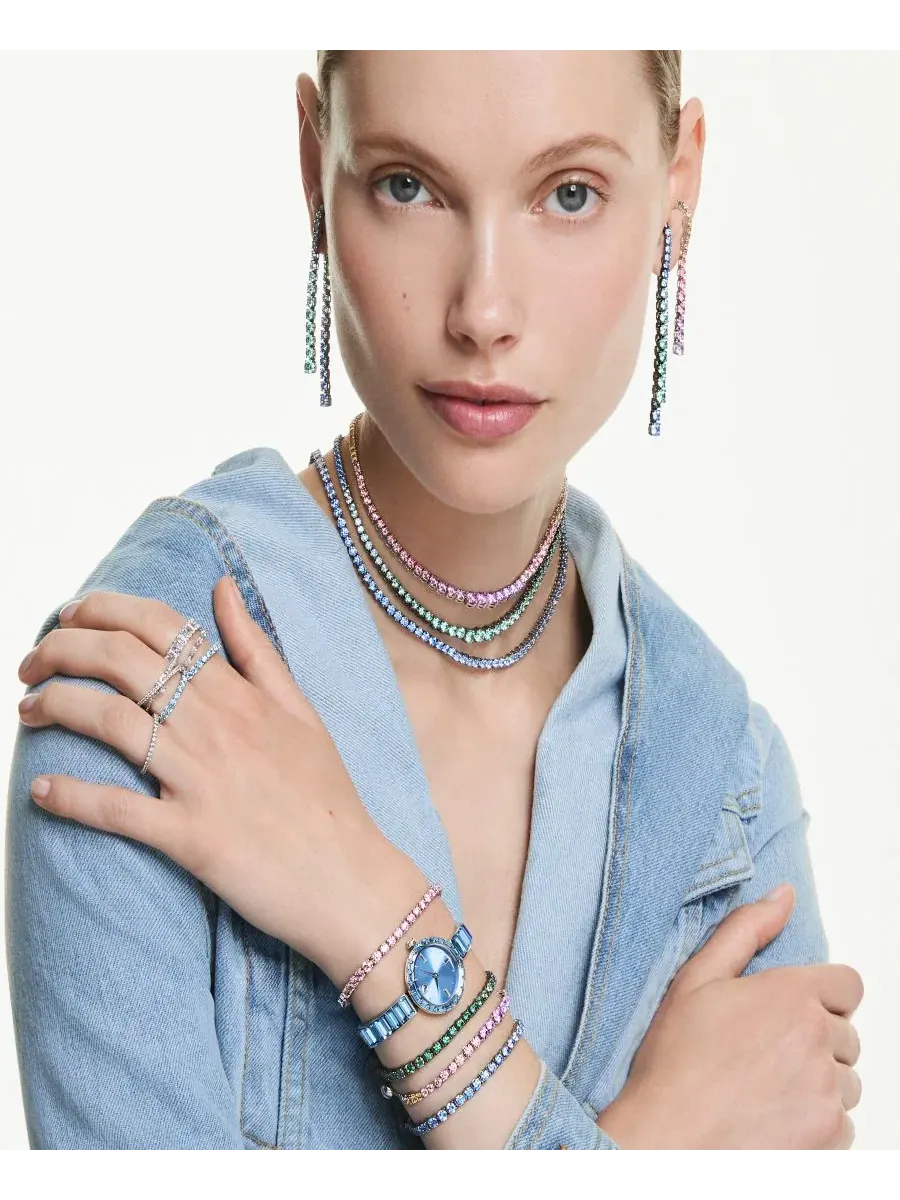 Браслет-теннис Matrix с зелеными кристаллами, родиевое покрытие Swarovski — изображение 8 из 8, оттенок зеленый