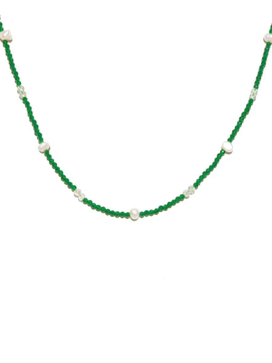 Ожерелье из стеклянных бусин и жемчуга Crystal Sea Glass Beaded Necklace Girls Crew — изображение 1 из 4, оттенок золото