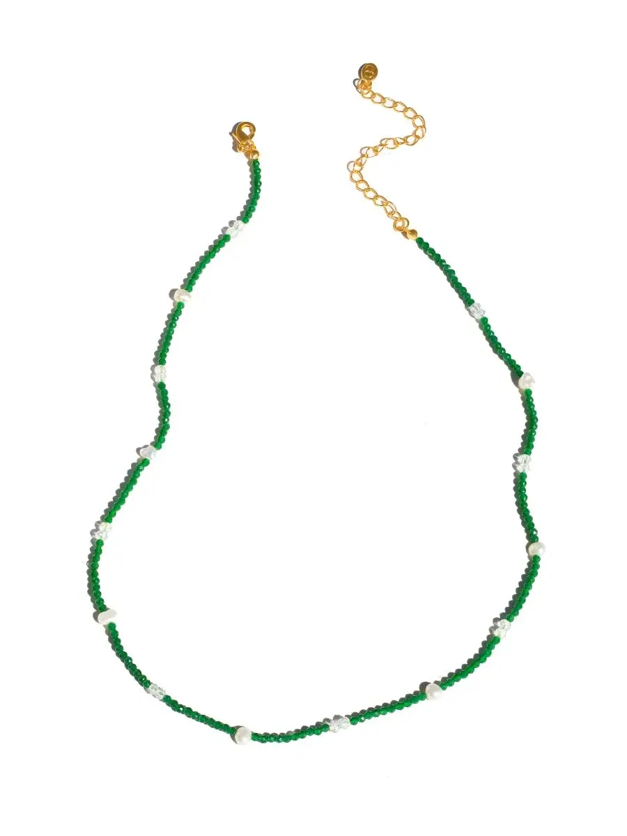 Ожерелье из стеклянных бусин и жемчуга Crystal Sea Glass Beaded Necklace Girls Crew — изображение 2 из 4, оттенок золото