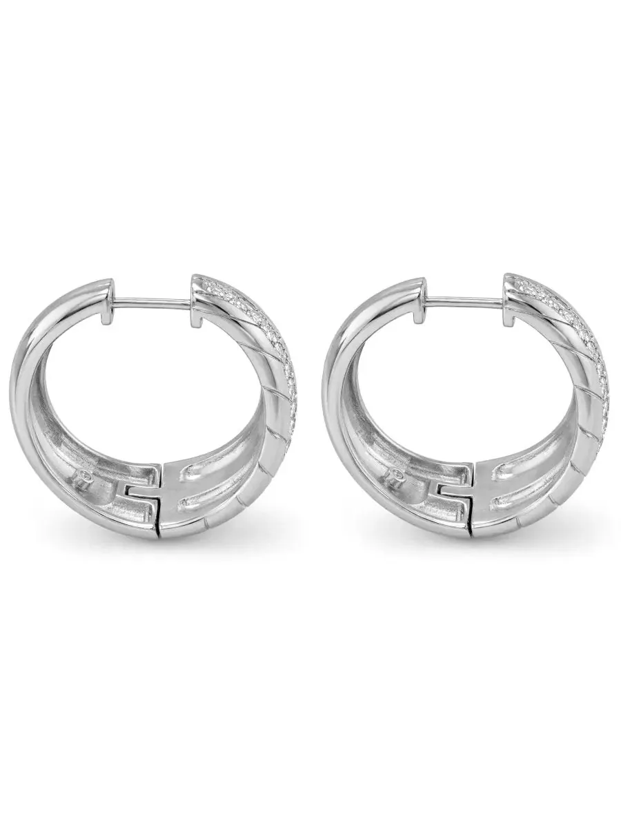 Серьги-кольца с кристаллами Crystal Center Graduated Hinged Hoop And Now This — изображение 2 из 5, оттенок серебристый