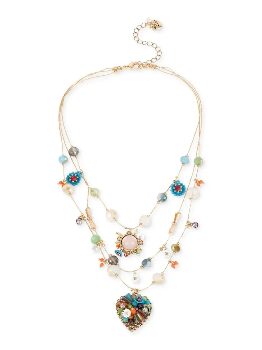Ожерелье-иллюзия с бусинами Gold-Tone Multicolor Beaded Illusion Necklace Betsey Johnson — изображение 1 из 2