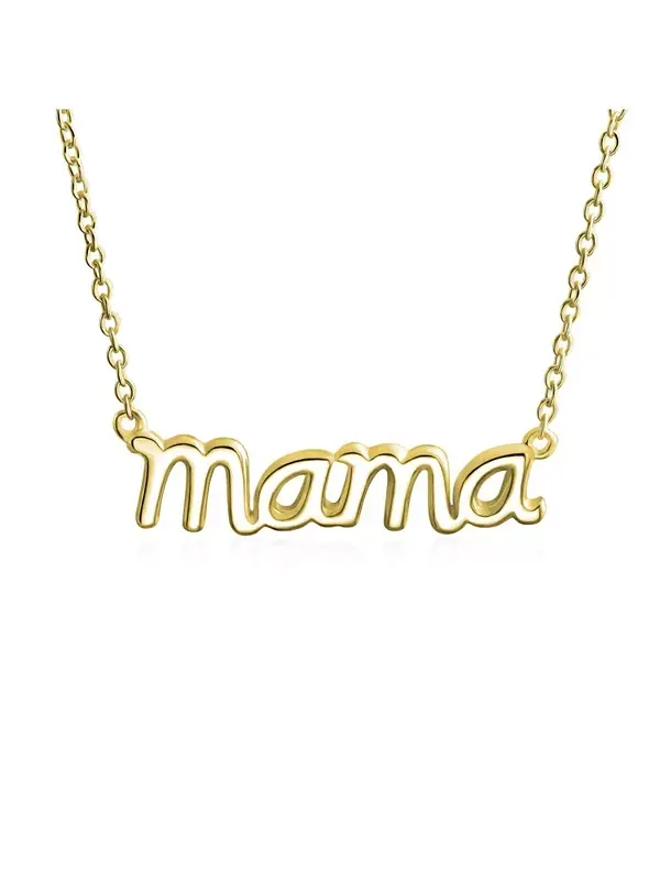 Ожерелье с подвеской «Mama Script» из стерлингового серебра Bling Jewelry — изображение 1 из 4, оттенок золото
