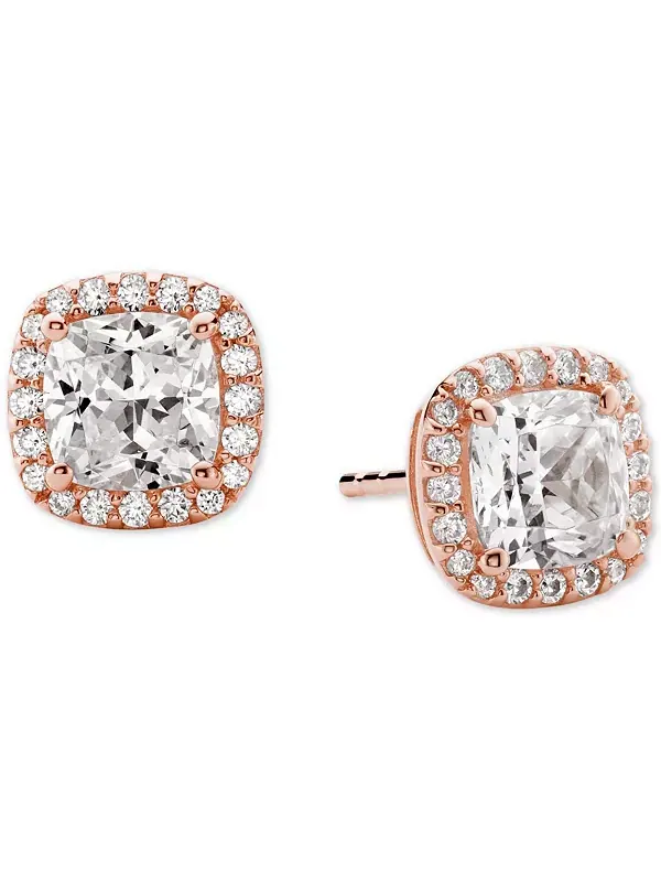 Серьги-Гвоздики с гало-подушкообразной огранкой Michael Kors — изображение 3 из 4, оттенок серебряный
