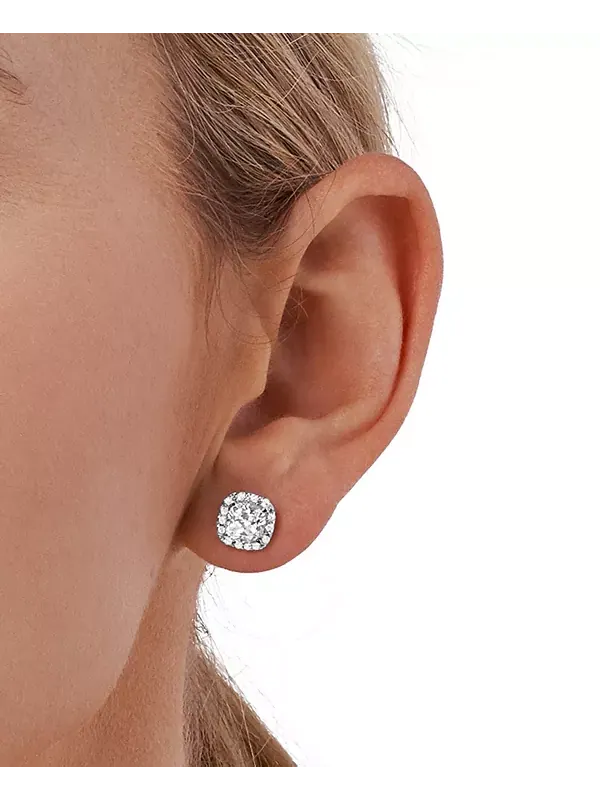 Серьги-Гвоздики с гало-подушкообразной огранкой Michael Kors — изображение 4 из 4, оттенок серебряный