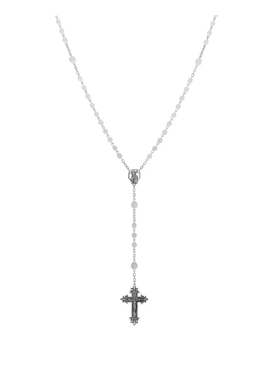 Четки в виде распятия с матовыми бусинами серебристого цвета Symbols Of Faith
