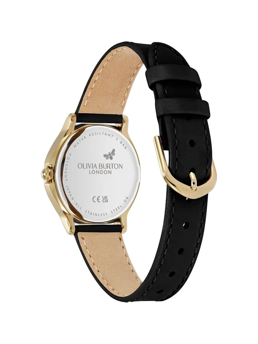 Женские часы OB Classic Bee с черным кожаным ремешком, ширина 29,8 мм Olivia Burton — изображение 4 из 7, оттенок черный