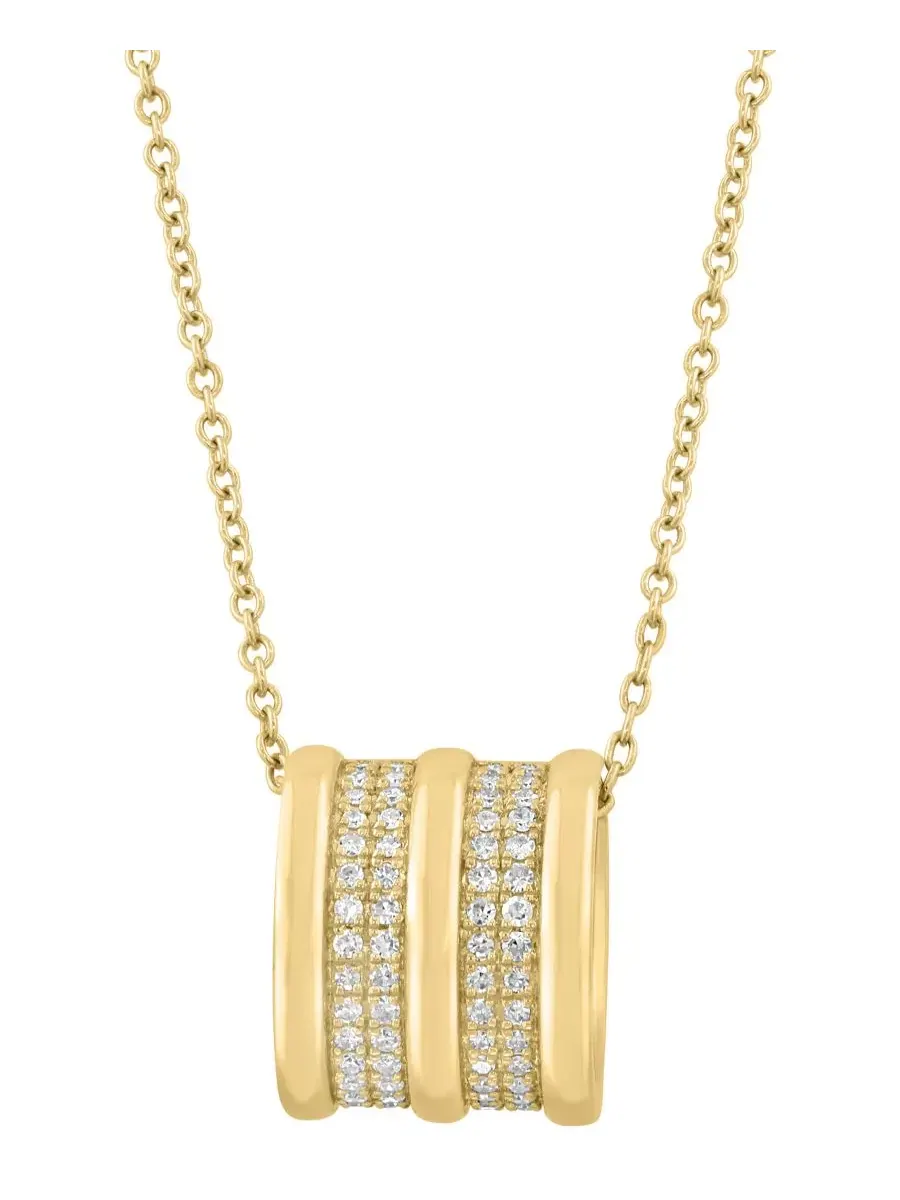 Колье с подвеской-бочонком с бриллиантами, 1/5 ct. t.w., 14k желтое золото EFFY Collection — изображение 3 из 4