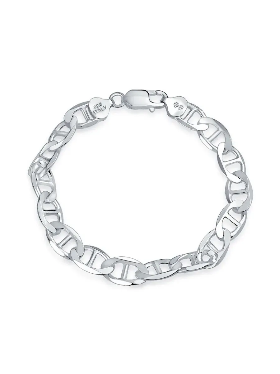 Браслет-цепь маринер 9 мм, стерлинговое серебро 925, модель 7.5 Inch Bling Jewelry — изображение 1 из 3, оттенок серебряный