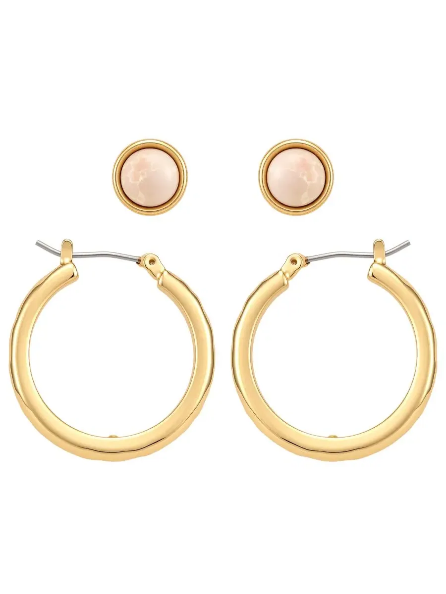 Комплект сережек GUESS с цитрином и хупами — изображение 1 из 3, оттенок золото