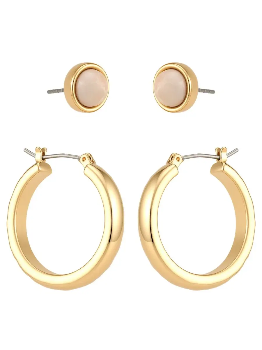 Комплект сережек GUESS с цитрином и хупами — изображение 2 из 3, оттенок золото