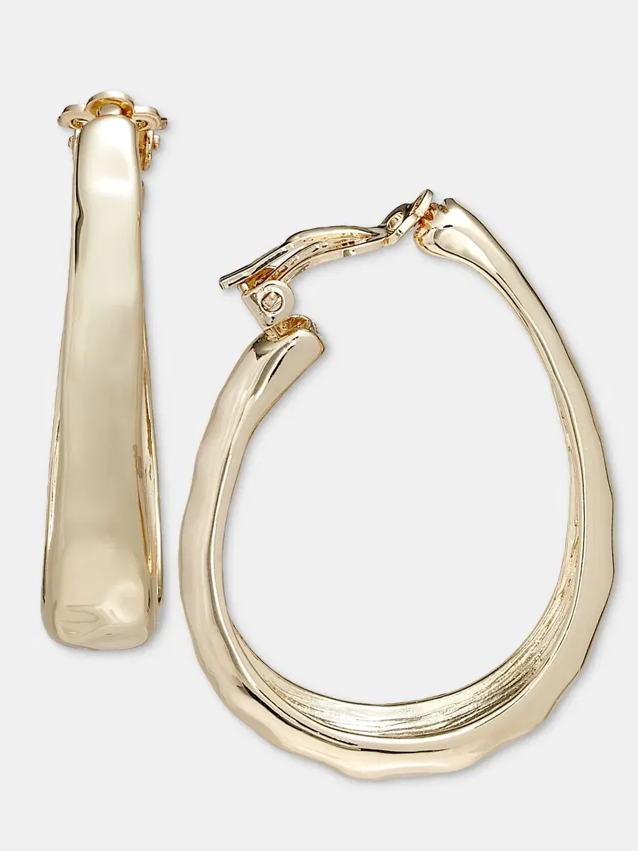 Серьги-кольца овальные с клипсой Style & Co — изображение 3 из 3, оттенок золото