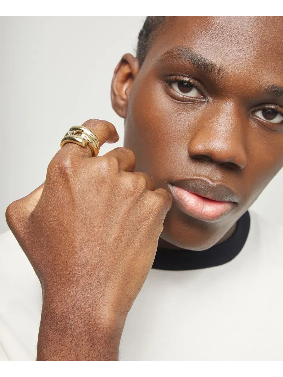 Кольцо 18K Gold Plated Alloy Ring in the Shape of a Tube UNOde50 — изображение 3 из 3, оттенок серебряный
