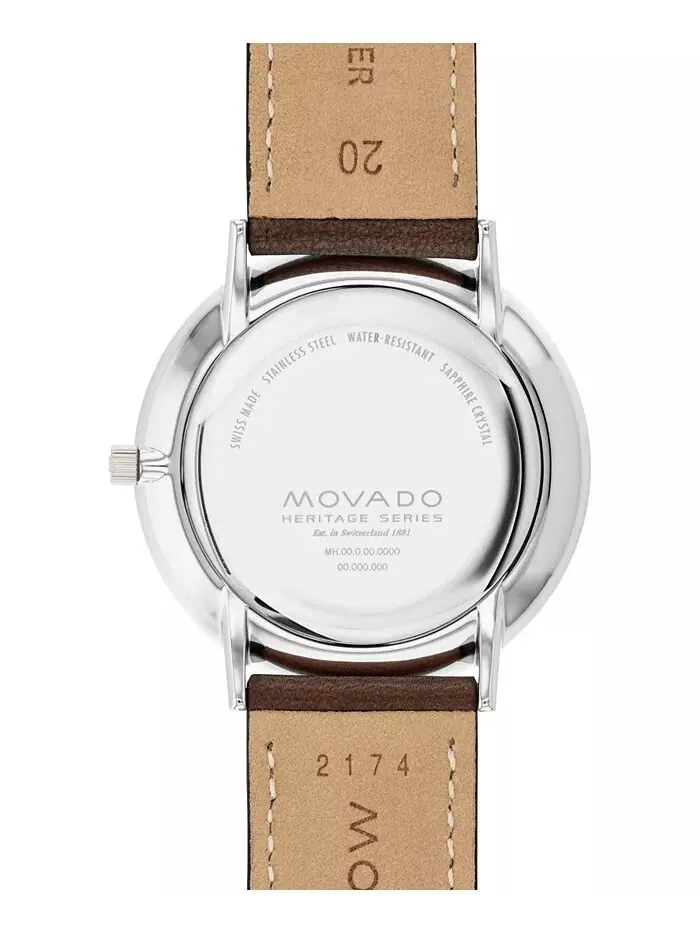 Мужские часы Silhouette Swiss Quartz Chocolate Brown Leather 40 мм Movado — изображение 3 из 3