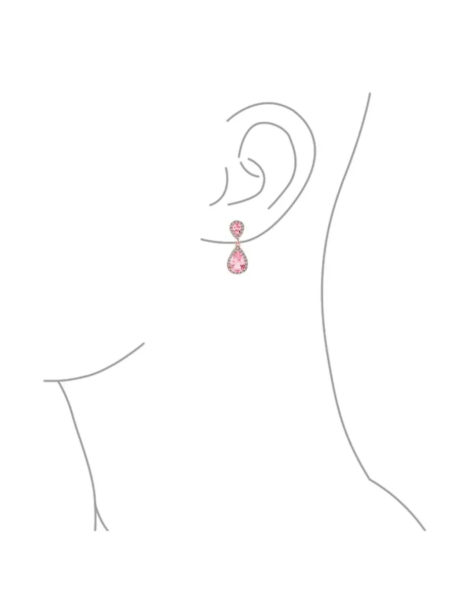 Серьги-подвески с кубическим цирконием, модель Cocktail Cubic Zirconia CZ Double Solitaire Teardrop — изображение 3 из 4