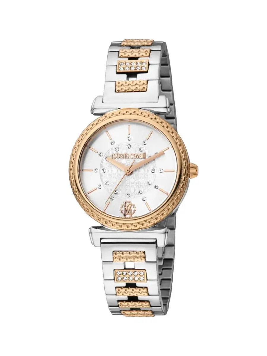 Женские часы Glam Quartz Two Tone Stainless Steel Bracelet Roberto Cavalli — изображение 1 из 1, оттенок серебряный