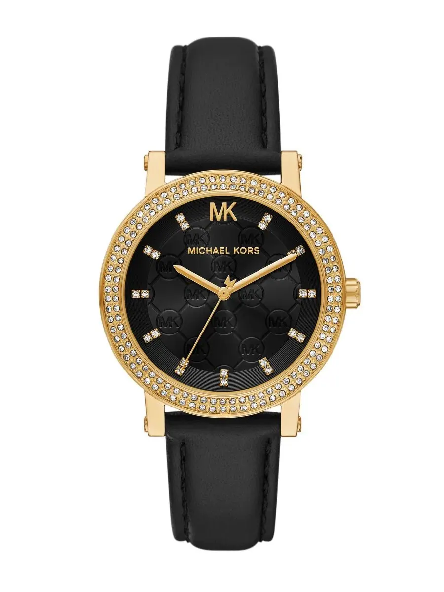 Женские часы Corey Three-Hand с черным кожаным ремешком, 38 мм Michael Kors