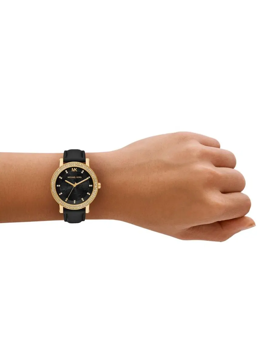 Женские часы Corey Three-Hand с черным кожаным ремешком, 38 мм Michael Kors — изображение 4 из 6, оттенок черный