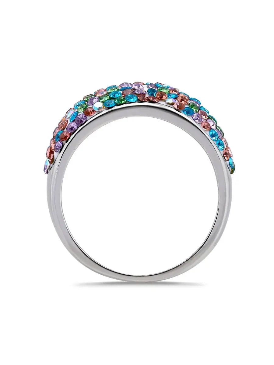Кольцо куполообразное с кристаллами Pave Crystal Fine Silver-Plated Over Brass Pink — изображение 2 из 5